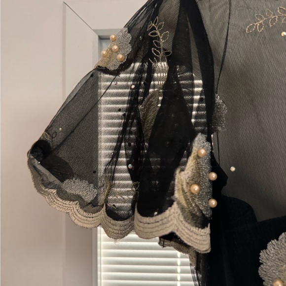 NWT SOLOVEDRESS Women's Printer Prom Dress Short Sleeves Evening Gown Women sz10 - Picture 7 of 11